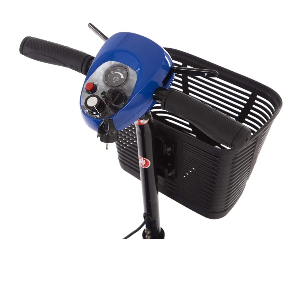 eFly Lightweight Mobility Scooter in Blue showing the tiller configuration